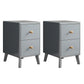 2 Drawers Solid Wood Nightstand Contemporary Night Table With Legs ,19.7" Tall