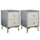 2 Drawers Solid Wood Nightstand Contemporary Night Table With Legs ,19.7" Tall