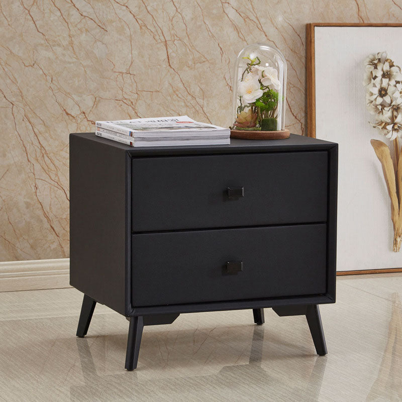 18.5" Tall Solid Wood Night Table Legs Included Bed Nightstand with 2 Drawers Black 1 Piece Clearhalo 'Bedroom Furniture' 'furn' 'furn_night_stand' 'Furniture' 'night_stand' 'Nightstands' 6583682