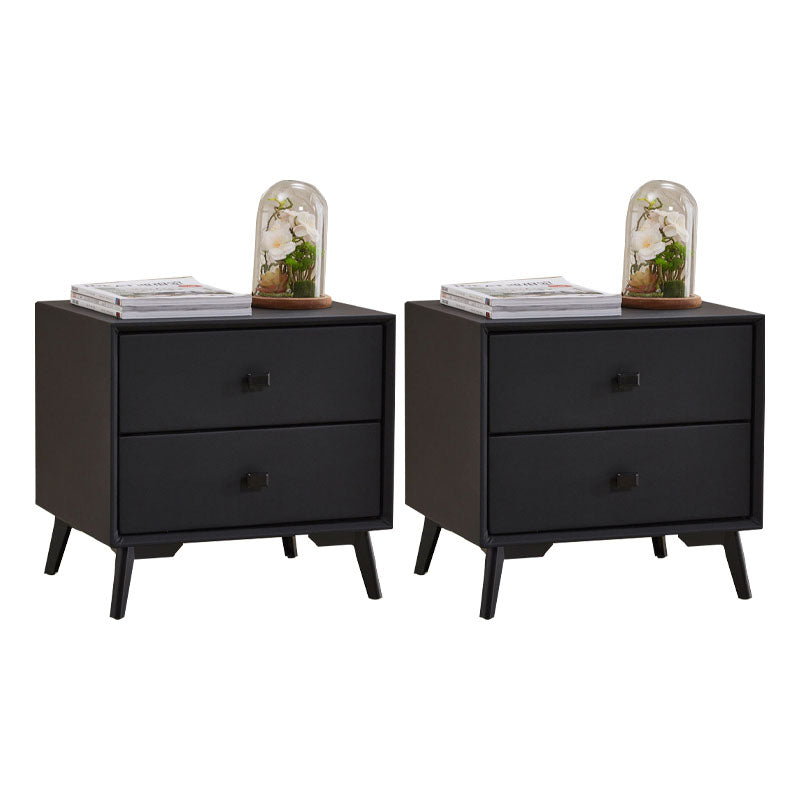 18.5" Tall Solid Wood Night Table Legs Included Bed Nightstand with 2 Drawers Black 2 Piece Set Clearhalo 'Bedroom Furniture' 'furn' 'furn_night_stand' 'Furniture' 'night_stand' 'Nightstands' 6583684