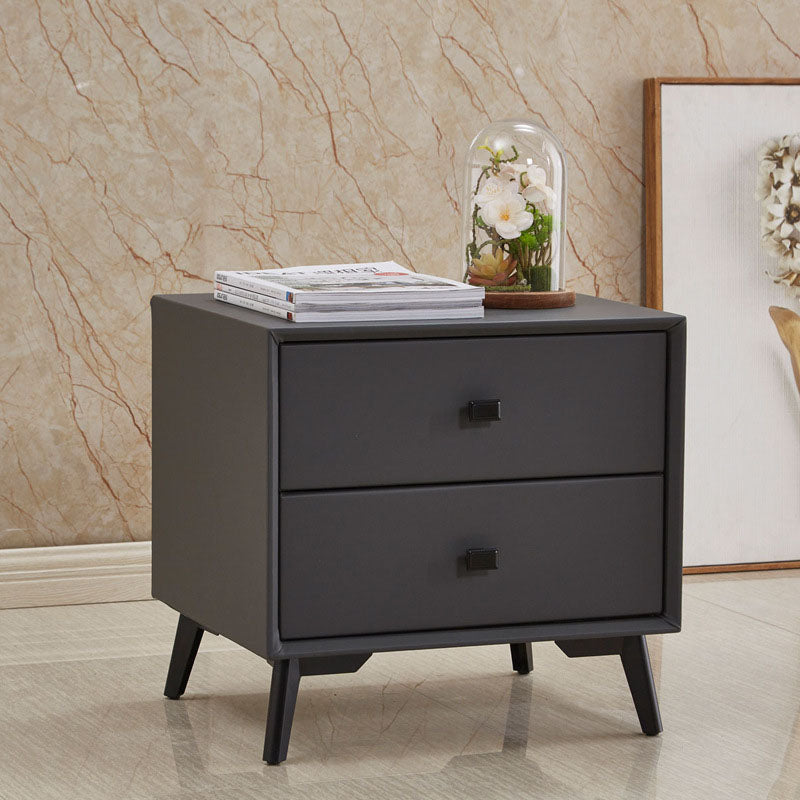 18.5" Tall Solid Wood Night Table Legs Included Bed Nightstand with 2 Drawers 19"L x 16"W x 18.5"H Dark Gray 1 Piece Clearhalo 'Bedroom Furniture' 'furn' 'furn_night_stand' 'Furniture' 'night_stand' 'Nightstands' 6583686