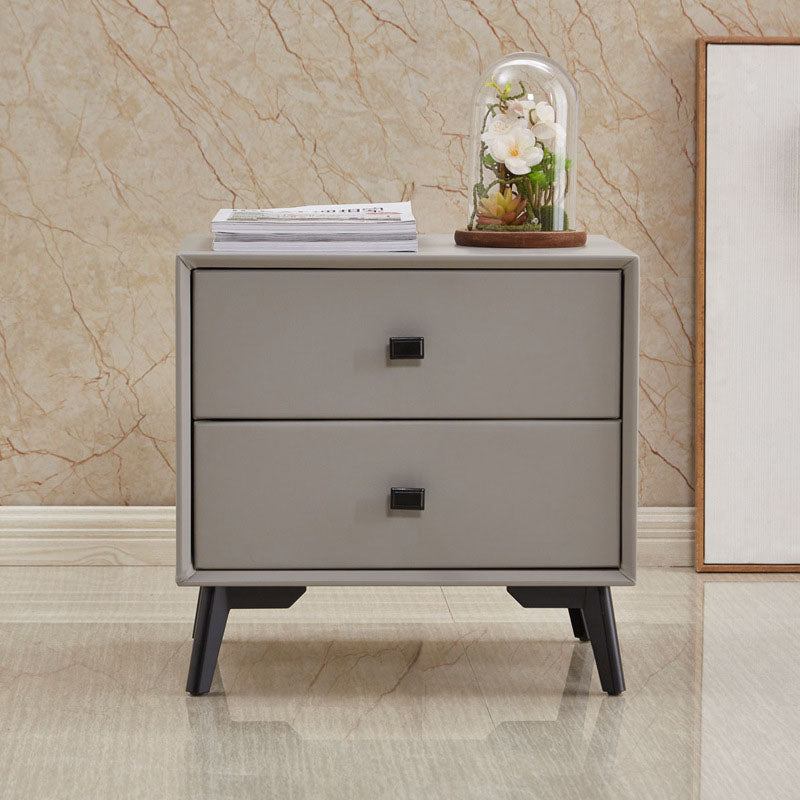 18.5" Tall Solid Wood Night Table Legs Included Bed Nightstand with 2 Drawers Light Gray 1 Piece Clearhalo 'Bedroom Furniture' 'furn' 'furn_night_stand' 'Furniture' 'night_stand' 'Nightstands' 6583690
