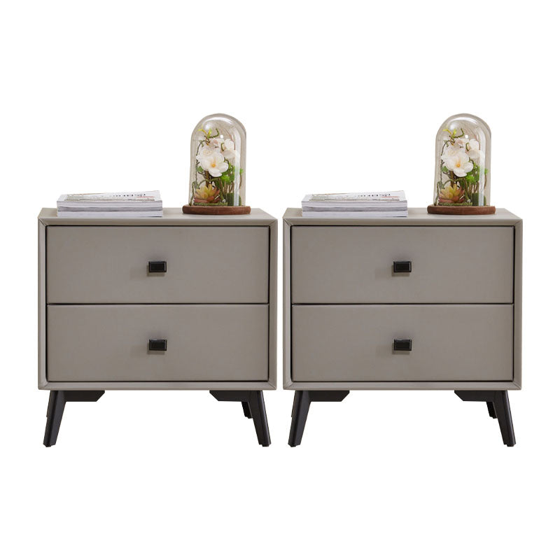 18.5" Tall Solid Wood Night Table Legs Included Bed Nightstand with 2 Drawers Light Gray 2 Piece Set Clearhalo 'Bedroom Furniture' 'furn' 'furn_night_stand' 'Furniture' 'night_stand' 'Nightstands' 6583692