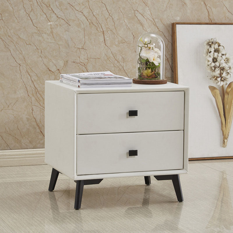 18.5" Tall Solid Wood Night Table Legs Included Bed Nightstand with 2 Drawers White 1 Piece Clearhalo 'Bedroom Furniture' 'furn' 'furn_night_stand' 'Furniture' 'night_stand' 'Nightstands' 6583694