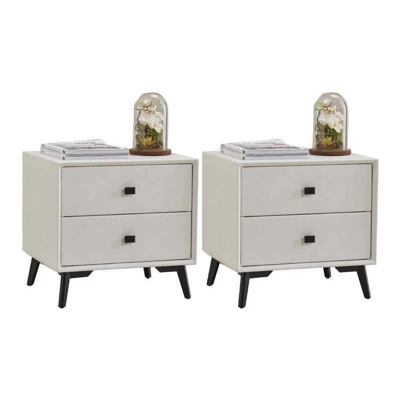 18.5" Tall Solid Wood Night Table Legs Included Bed Nightstand with 2 Drawers White 2 Piece Set Clearhalo 'Bedroom Furniture' 'furn' 'furn_night_stand' 'Furniture' 'night_stand' 'Nightstands' 6583695