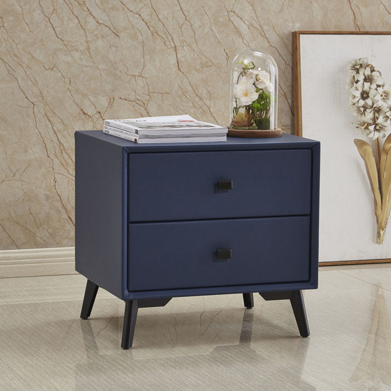 18.5" Tall Solid Wood Night Table Legs Included Bed Nightstand with 2 Drawers Blue 1 Piece Clearhalo 'Bedroom Furniture' 'furn' 'furn_night_stand' 'Furniture' 'night_stand' 'Nightstands' 6583698
