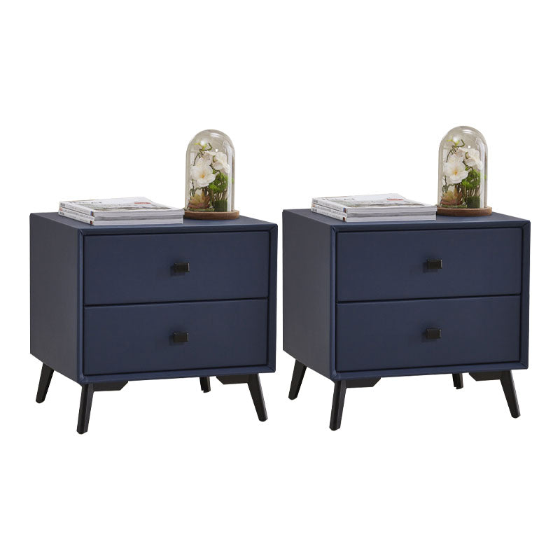 18.5" Tall Solid Wood Night Table Legs Included Bed Nightstand with 2 Drawers Blue 2 Piece Set Clearhalo 'Bedroom Furniture' 'furn' 'furn_night_stand' 'Furniture' 'night_stand' 'Nightstands' 6583700