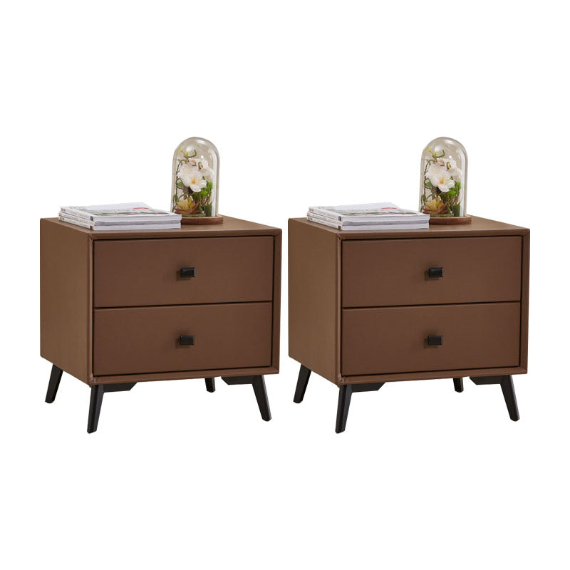18.5" Tall Solid Wood Night Table Legs Included Bed Nightstand with 2 Drawers Khaki 2 Piece Set Clearhalo 'Bedroom Furniture' 'furn' 'furn_night_stand' 'Furniture' 'night_stand' 'Nightstands' 6583703