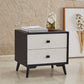 18.5" Tall Solid Wood Night Table Legs Included Bed Nightstand with 2 Drawers 16"L x 16"W x 18.5"H Black White 1 Piece Clearhalo 'Bedroom Furniture' 'furn' 'furn_night_stand' 'Furniture' 'night_stand' 'Nightstands' 6583705