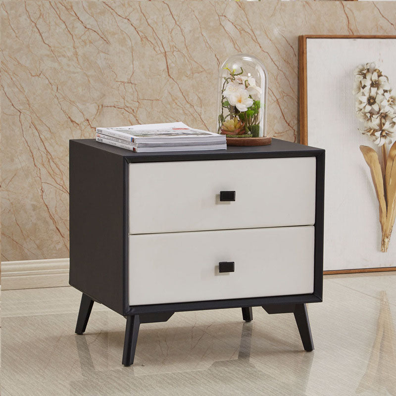 18.5" Tall Solid Wood Night Table Legs Included Bed Nightstand with 2 Drawers 16"L x 16"W x 18.5"H Black White 1 Piece Clearhalo 'Bedroom Furniture' 'furn' 'furn_night_stand' 'Furniture' 'night_stand' 'Nightstands' 6583705
