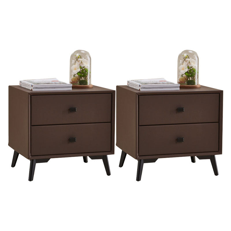 18.5" Tall Solid Wood Night Table Legs Included Bed Nightstand with 2 Drawers Dark Coffee 2 Piece Set Clearhalo 'Bedroom Furniture' 'furn' 'furn_night_stand' 'Furniture' 'night_stand' 'Nightstands' 6583711