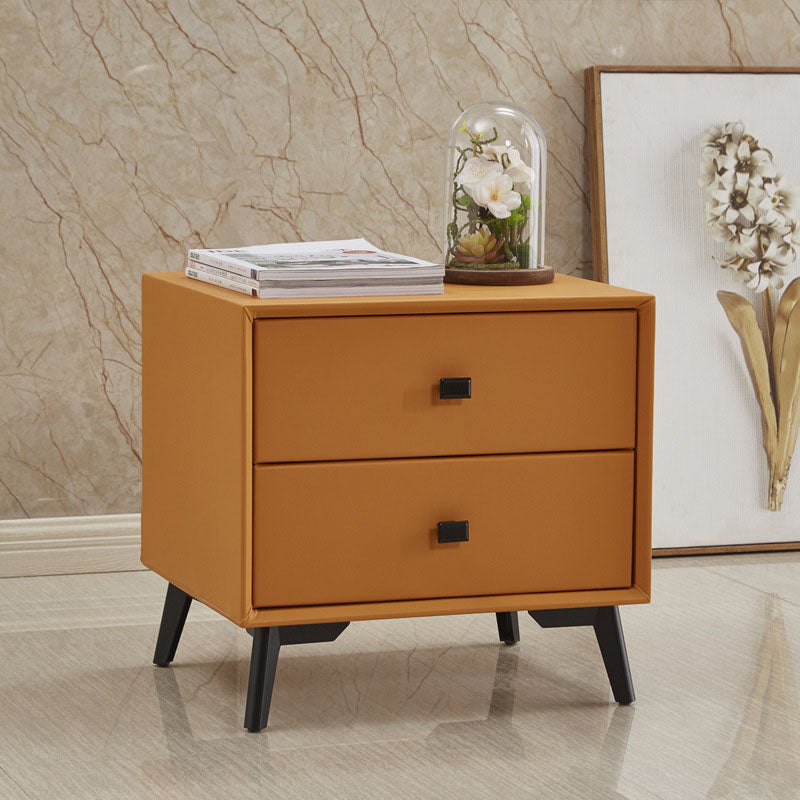 18.5" Tall Solid Wood Night Table Legs Included Bed Nightstand with 2 Drawers Orange 1 Piece Clearhalo 'Bedroom Furniture' 'furn' 'furn_night_stand' 'Furniture' 'night_stand' 'Nightstands' 6583712