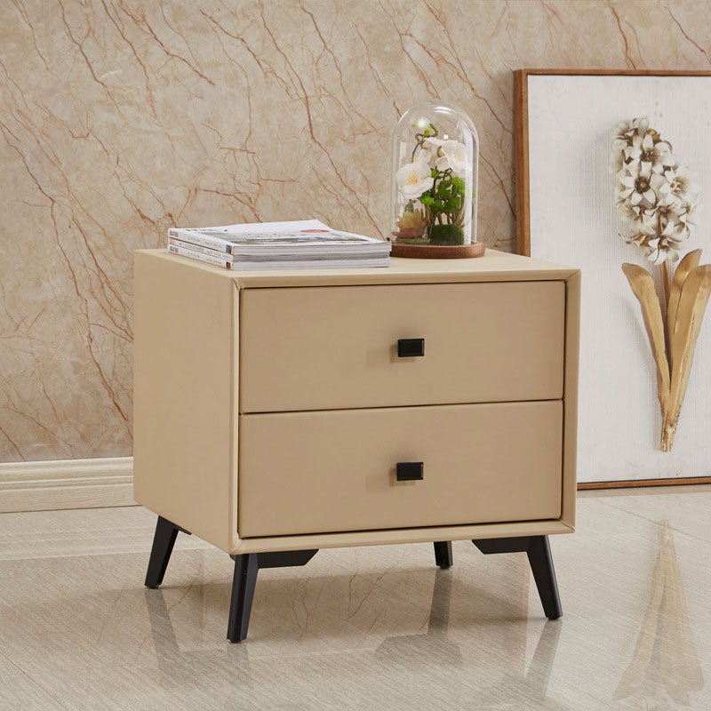 18.5" Tall Solid Wood Night Table Legs Included Bed Nightstand with 2 Drawers Beige 1 Piece Clearhalo 'Bedroom Furniture' 'furn' 'furn_night_stand' 'Furniture' 'night_stand' 'Nightstands' 6583714