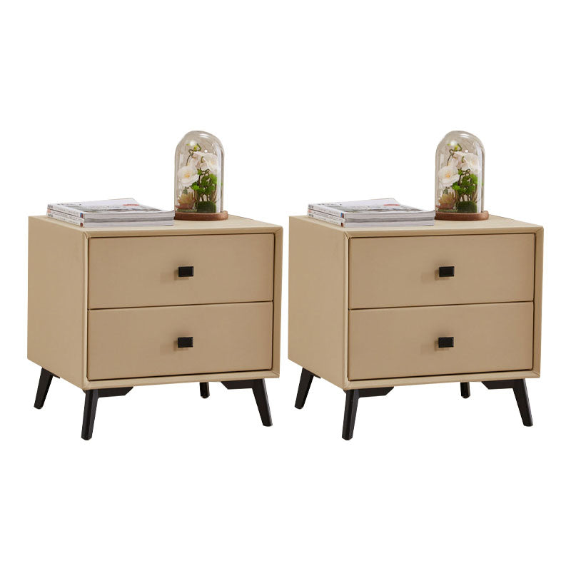 18.5" Tall Solid Wood Night Table Legs Included Bed Nightstand with 2 Drawers Beige 2 Piece Set Clearhalo 'Bedroom Furniture' 'furn' 'furn_night_stand' 'Furniture' 'night_stand' 'Nightstands' 6583715