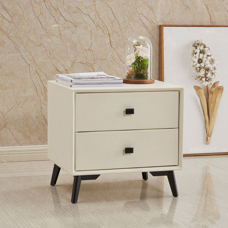 18.5" Tall Solid Wood Night Table Legs Included Bed Nightstand with 2 Drawers Off-White 1 Piece Clearhalo 'Bedroom Furniture' 'furn' 'furn_night_stand' 'Furniture' 'night_stand' 'Nightstands' 6583716
