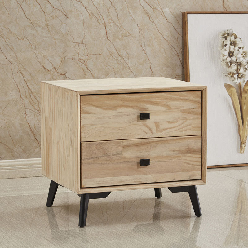 18.5" Tall Solid Wood Night Table Legs Included Bed Nightstand with 2 Drawers Natural 1 Piece Clearhalo 'Bedroom Furniture' 'furn' 'furn_night_stand' 'Furniture' 'night_stand' 'Nightstands' 6583718