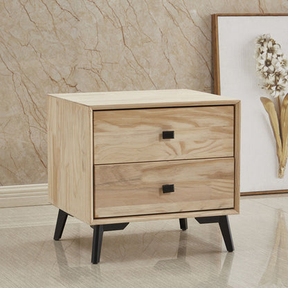 18.5" Tall Solid Wood Night Table Legs Included Bed Nightstand with 2 Drawers Natural 1 Piece Clearhalo 'Bedroom Furniture' 'furn' 'furn_night_stand' 'Furniture' 'night_stand' 'Nightstands' 6583718