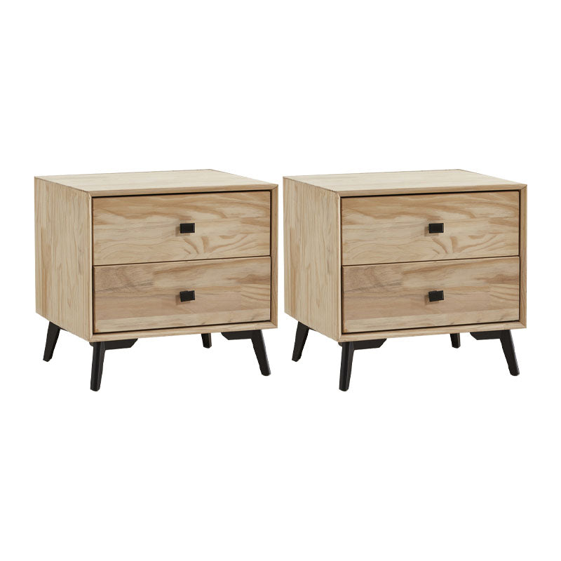 18.5" Tall Solid Wood Night Table Legs Included Bed Nightstand with 2 Drawers Natural 2 Piece Set Clearhalo 'Bedroom Furniture' 'furn' 'furn_night_stand' 'Furniture' 'night_stand' 'Nightstands' 6583719