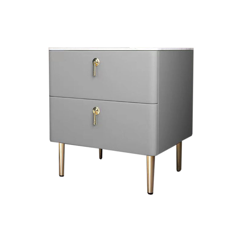 2 - Drawers Glam Bedside Cabinet Antique Finish Accent Table Nightstand Light Gray 1 Piece Clearhalo 'Bedroom Furniture' 'furn' 'furn_night_stand' 'Furniture' 'night_stand' 'Nightstands' 6583725