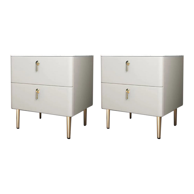 2 - Drawers Glam Bedside Cabinet Antique Finish Accent Table Nightstand White 2 Piece Set Clearhalo 'Bedroom Furniture' 'furn' 'furn_night_stand' 'Furniture' 'night_stand' 'Nightstands' 6583732