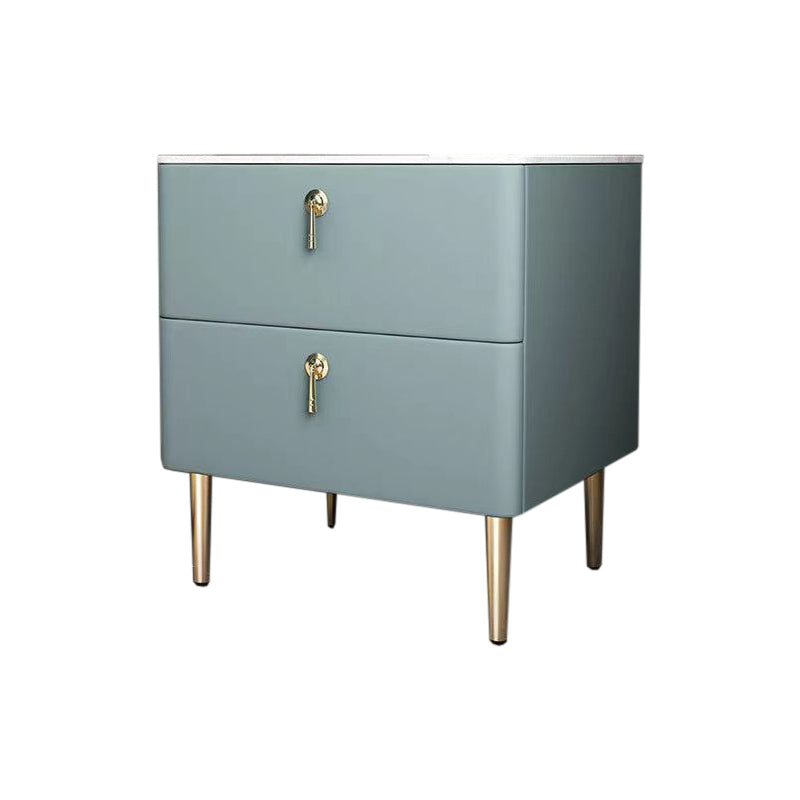2 - Drawers Glam Bedside Cabinet Antique Finish Accent Table Nightstand Blue 1 Piece Clearhalo 'Bedroom Furniture' 'furn' 'furn_night_stand' 'Furniture' 'night_stand' 'Nightstands' 6583734