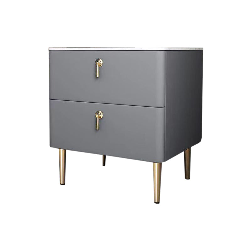 2 - Drawers Glam Bedside Cabinet Antique Finish Accent Table Nightstand Grey 1 Piece Clearhalo 'Bedroom Furniture' 'furn' 'furn_night_stand' 'Furniture' 'night_stand' 'Nightstands' 6583741