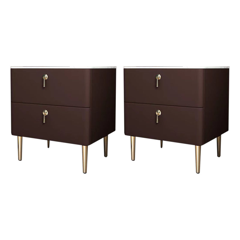 2 - Drawers Glam Bedside Cabinet Antique Finish Accent Table Nightstand Red 2 Piece Set Clearhalo 'Bedroom Furniture' 'furn' 'furn_night_stand' 'Furniture' 'night_stand' 'Nightstands' 6583744