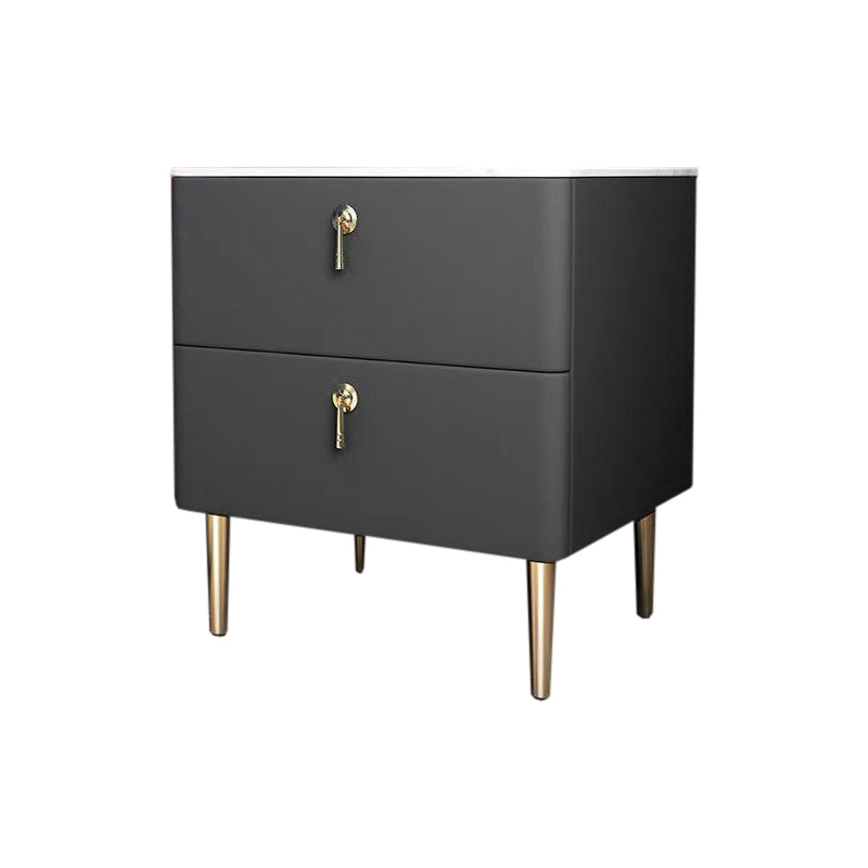 2 - Drawers Glam Bedside Cabinet Antique Finish Accent Table Nightstand Dark Gray 1 Piece Clearhalo 'Bedroom Furniture' 'furn' 'furn_night_stand' 'Furniture' 'night_stand' 'Nightstands' 6583745