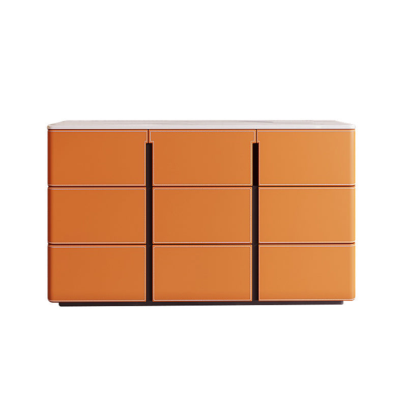 15.6-inch Width Contemporary Storage Chest Stone Dresser with 6/9 Drawers 63"L x 16"W x 31"H Orange Clearhalo 'Bedroom Furniture' 'Dressers & Chests' 'dressers_chests' 'furn' 'furn_dressers_chests' 'Furniture' 6583754