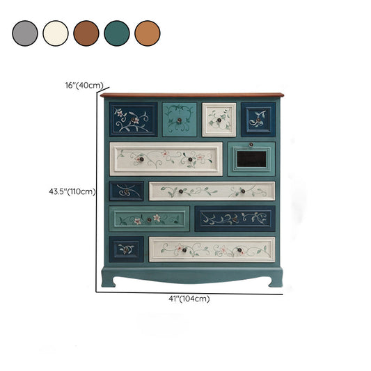 Nautical Vertical Chest Bedroom Solid Wood Storage Chest with Drawers