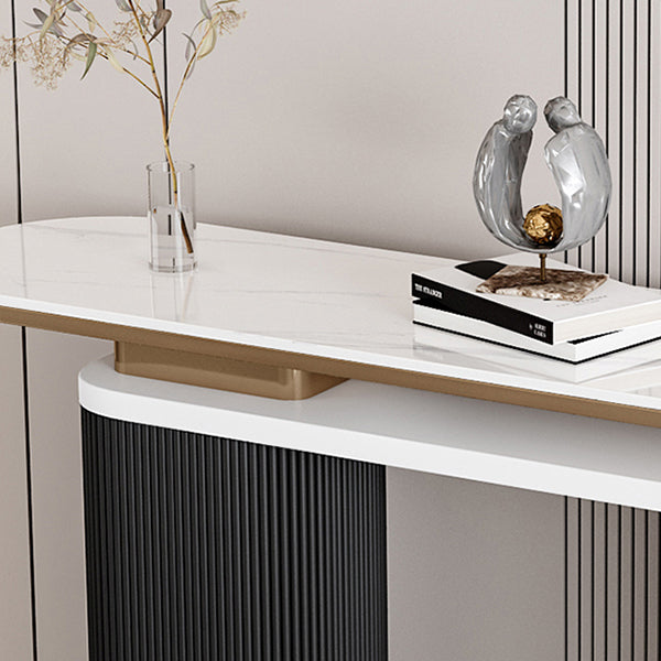 Console ovale in pietra Tavola 33,46 "Accento bianco alto per Hall