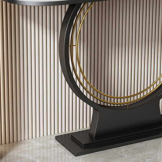 Modern Half Moon Console Accent Table Antique Finish Console Sofa Table