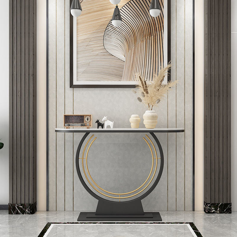 Glam Style Console Table Stain Resistant Console Sofa Table for Hall Clearhalo 'Console Tables' 'console_tables' 'Entry & Mudroom Furniture' 'furn' 'furn_console_tables' 'Furniture' 6584091