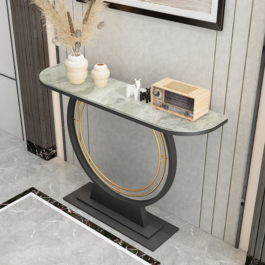 Glam Style Console Table Stain Resistant Console Sofa Table for Hall Clearhalo 'Console Tables' 'console_tables' 'Entry & Mudroom Furniture' 'furn' 'furn_console_tables' 'Furniture' 6584095