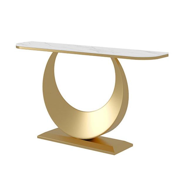 Glam Stone Console Table Stain Resistant Accent Table for Hall