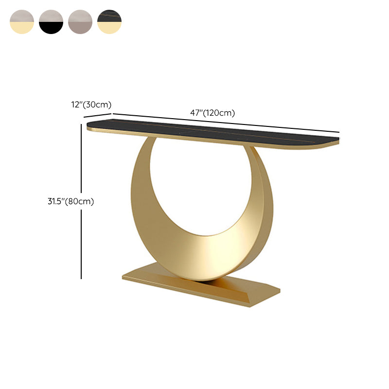 Glam Stone Console Table Stain Resistant Accent Table for Hall