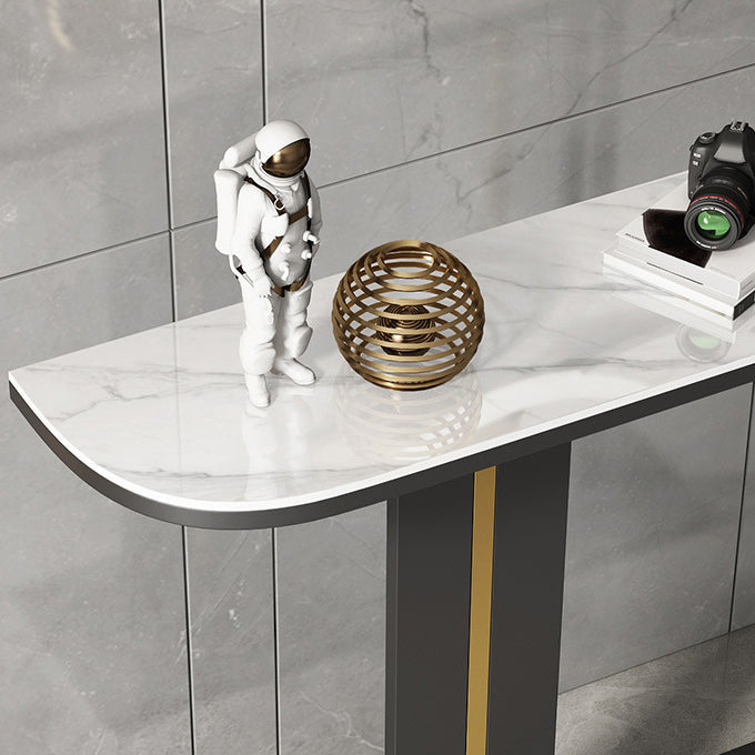 Modern 31.5" Tall Console Table Stone Abstract Base Accent Table for Hall