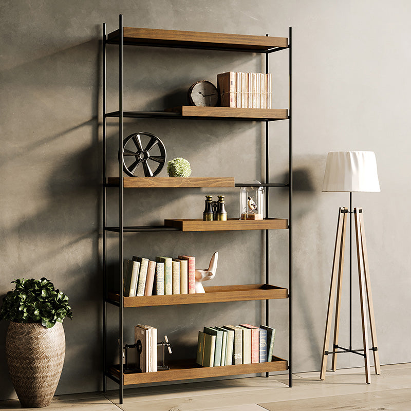 Contemporary Wooden Bookshelf Open Back Etagere Bookcase with Shelves 43.3"L x 11.8"W x 78.7"H Clearhalo 'Bookcases' 'furn' 'furn_bookcases' 'Furniture' 'Office Furniture' 6584788