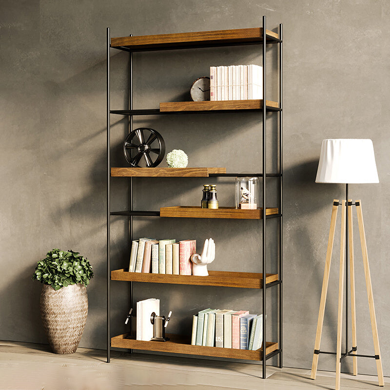 Contemporary Wooden Bookshelf Open Back Etagere Bookcase with Shelves 31.5"L x 11.8"W x 78.7"H Clearhalo 'Bookcases' 'furn' 'furn_bookcases' 'Furniture' 'Office Furniture' 6584791