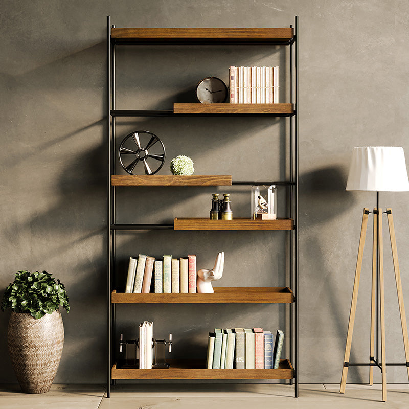 Contemporary Wooden Bookshelf Open Back Etagere Bookcase with Shelves 35.4"L x 11.8"W x 78.7"H Clearhalo 'Bookcases' 'furn' 'furn_bookcases' 'Furniture' 'Office Furniture' 6584792