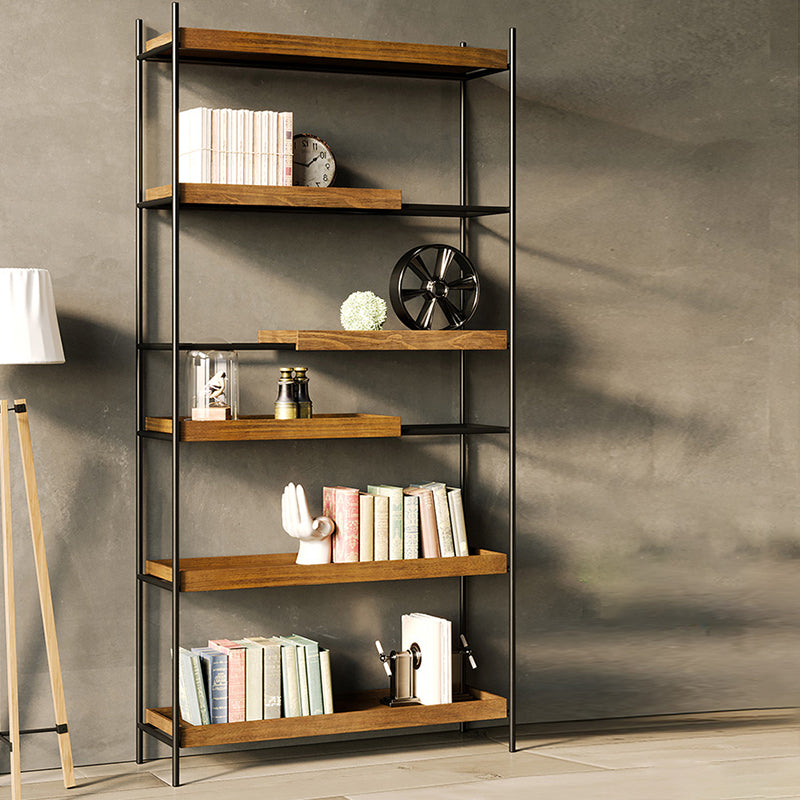 Contemporary Wooden Bookshelf Open Back Etagere Bookcase with Shelves Clearhalo 'Bookcases' 'furn' 'furn_bookcases' 'Furniture' 'Office Furniture' 6584799