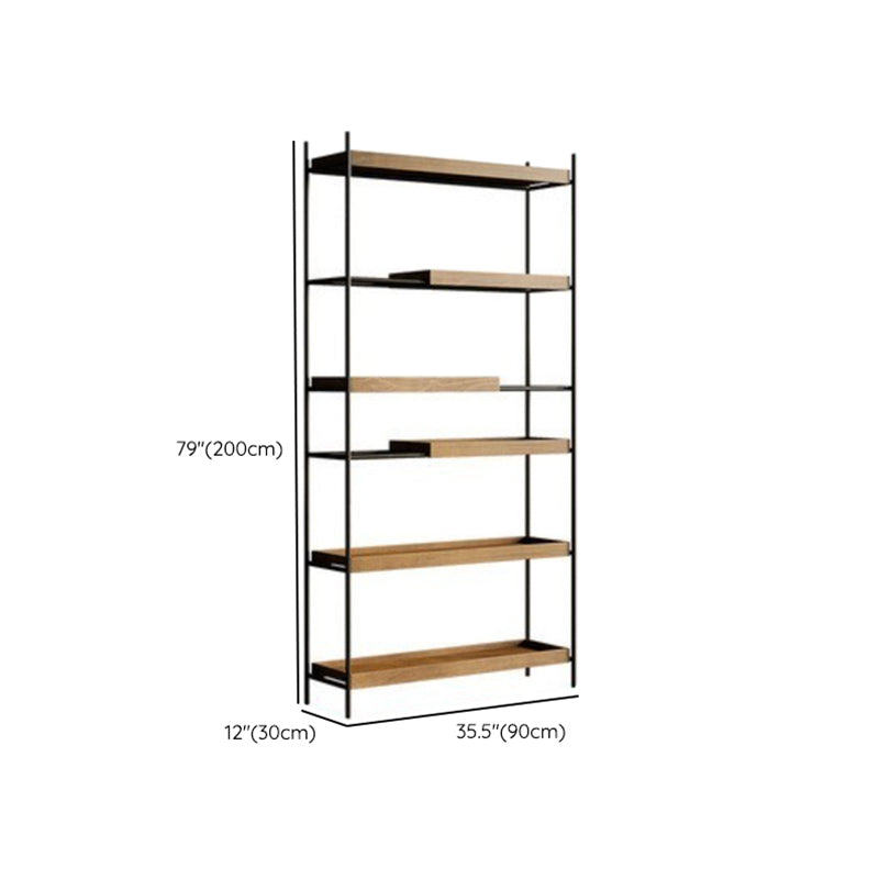 Contemporary Wooden Bookshelf Open Back Etagere Bookcase with Shelves Clearhalo 'Bookcases' 'furn' 'furn_bookcases' 'Furniture' 'Office Furniture' 6584804