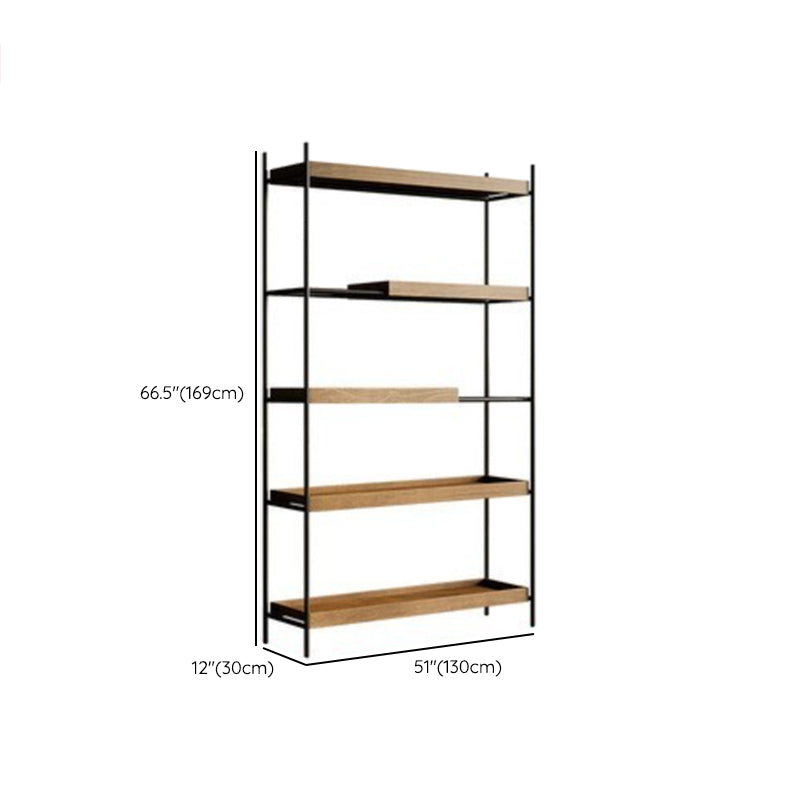 Contemporary Wooden Bookshelf Open Back Etagere Bookcase with Shelves Clearhalo 'Bookcases' 'furn' 'furn_bookcases' 'Furniture' 'Office Furniture' 6584817