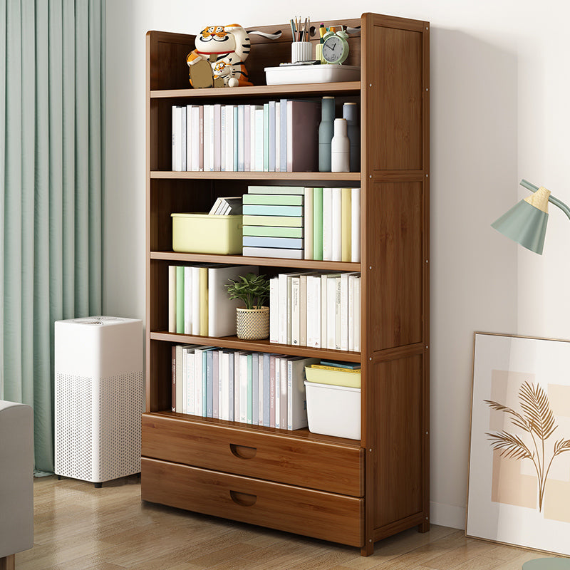 Contemporary Bamboo Bookcase Standard Closed Back Bookshelf with Shelves Clearhalo 'Bookcases' 'furn' 'furn_bookcases' 'Furniture' 'Office Furniture' 6584823