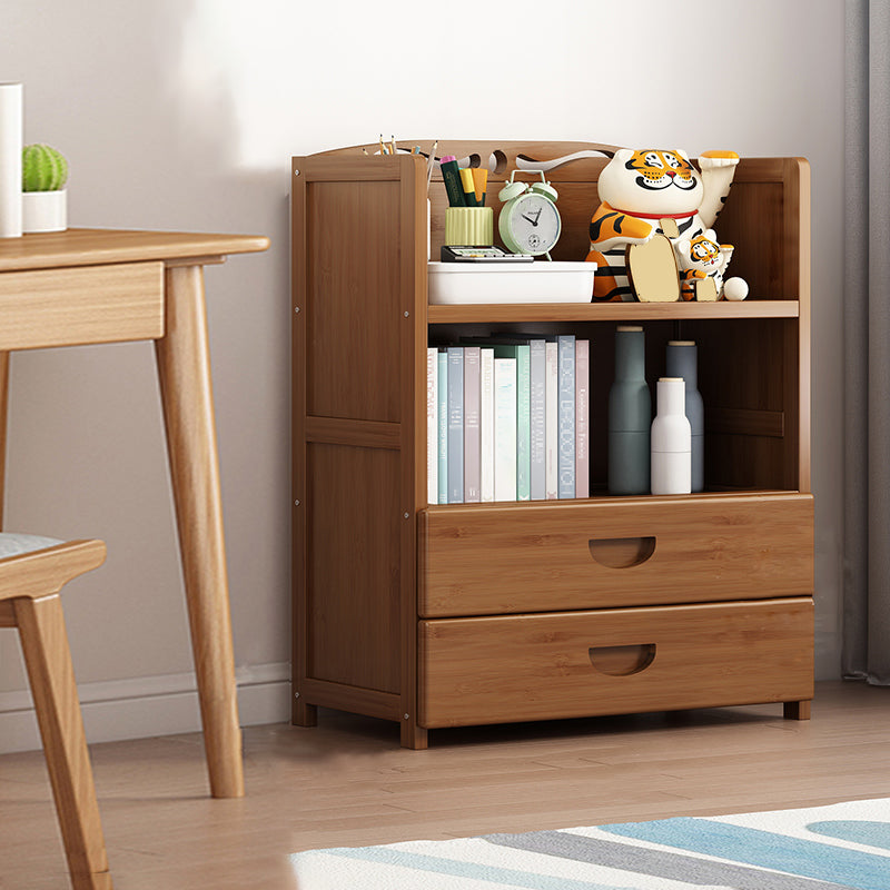 Contemporary Bamboo Bookcase Standard Closed Back Bookshelf with Shelves 19.7"L x 9.8"W x 31.5"H 2 Clearhalo 'Bookcases' 'furn' 'furn_bookcases' 'Furniture' 'Office Furniture' 6584824