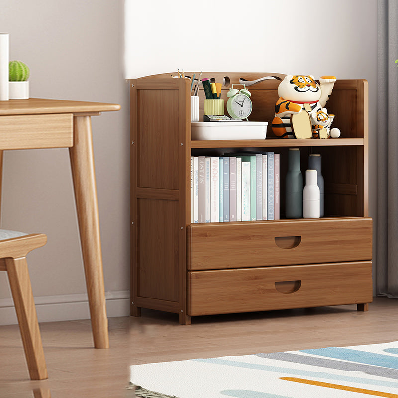 Contemporary Bamboo Bookcase Standard Closed Back Bookshelf with Shelves 27.6"L x 9.8"W x 31.5"H 2 Clearhalo 'Bookcases' 'furn' 'furn_bookcases' 'Furniture' 'Office Furniture' 6584828