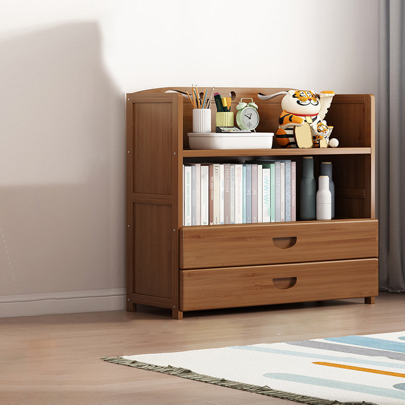 Contemporary Bamboo Bookcase Standard Closed Back Bookshelf with Shelves 35"L x 10"W x 31"H 2 Clearhalo 'Bookcases' 'furn' 'furn_bookcases' 'Furniture' 'Office Furniture' 6584831