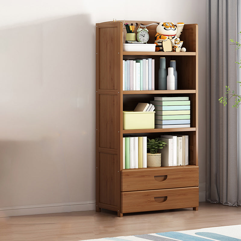 Contemporary Bamboo Bookcase Standard Closed Back Bookshelf with Shelves 2 Clearhalo 'Bookcases' 'furn' 'furn_bookcases' 'Furniture' 'Office Furniture' 6584844