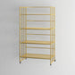 Glam Antique Finish Shelf Bookcase Metal Frame Bookshelf with Rectangular Shelves