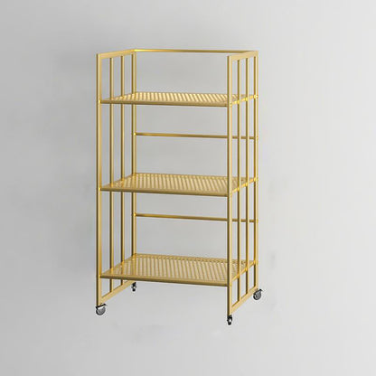 Glam Antique Finish Shelf Bookcase Metal Frame Bookshelf with Rectangular Shelves